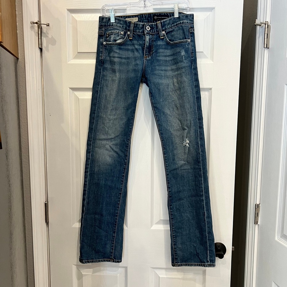 AG Adriano Goldschmied The Tomboy Boyfriend Jeans Blue Distressed Denim 30x32
